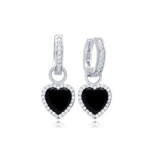 🖤🔥 Price Dropped! Handmade Heart-Shaped Black Zircon Sterling Silver Earrings